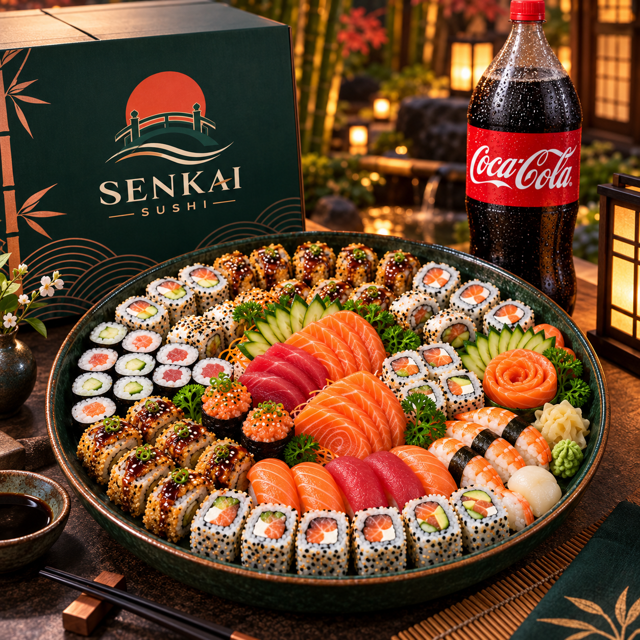 Banquete Senkai — 80 Peças + Coca-Cola 2L